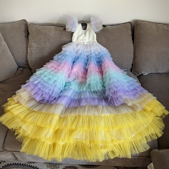 birthday rainbow tulle dress My Pastel Dream Belted Tutu Dress Multicolor / 5Y